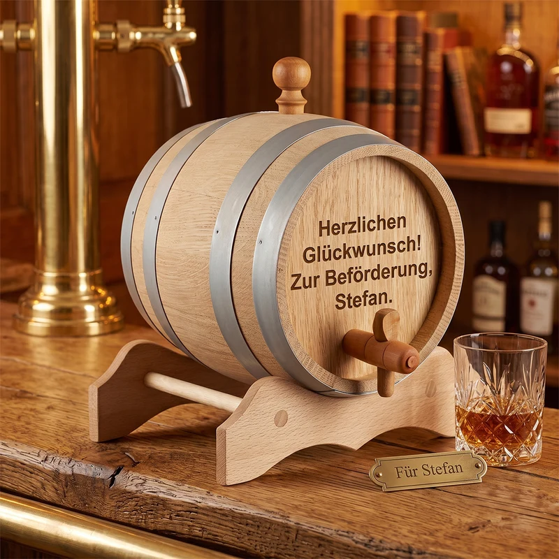 Whiskyfass aus Eichenholz mit Wunschgravur
