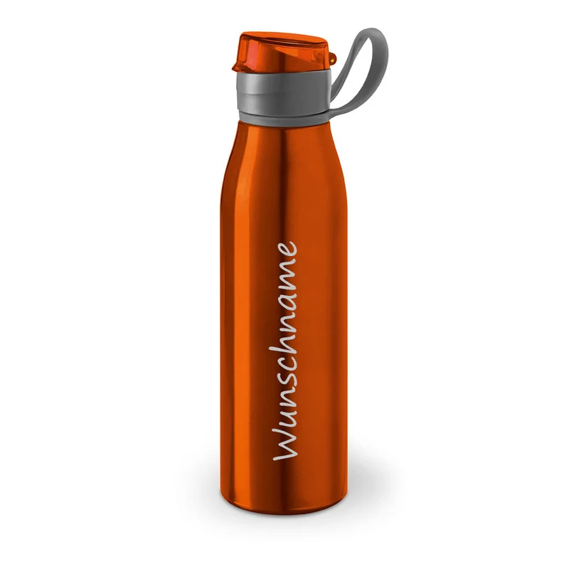 Personalisierte Trinkflasche Orange - 650ml Aluminium mit Wunschgravur