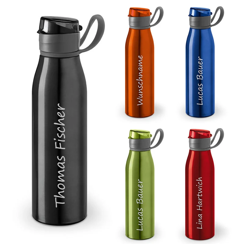 Trinkflasche personalisiert Schwarz 650ml mit Gravur