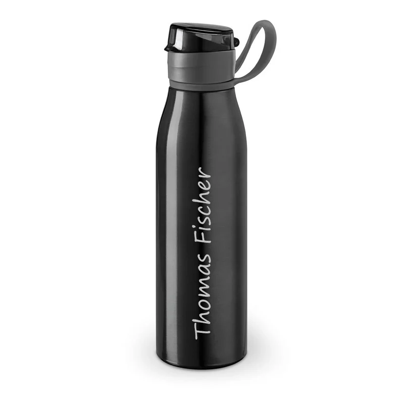 Trinkflasche personalisiert Schwarz 650ml mit Gravur