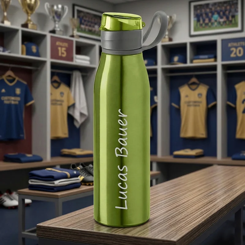 Personalisierte Trinkflasche Grün - 650ml Aluminium mit Wunschgravur