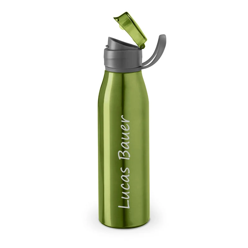 Personalisierte Trinkflasche Grün - 650ml Aluminium mit Wunschgravur