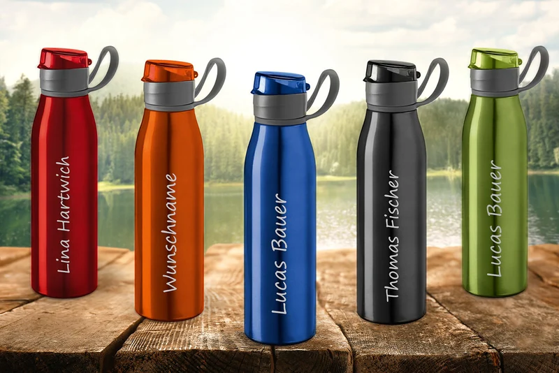 Personalisierte Aluminium-Sportflasche Rot 650ml mit Gravur