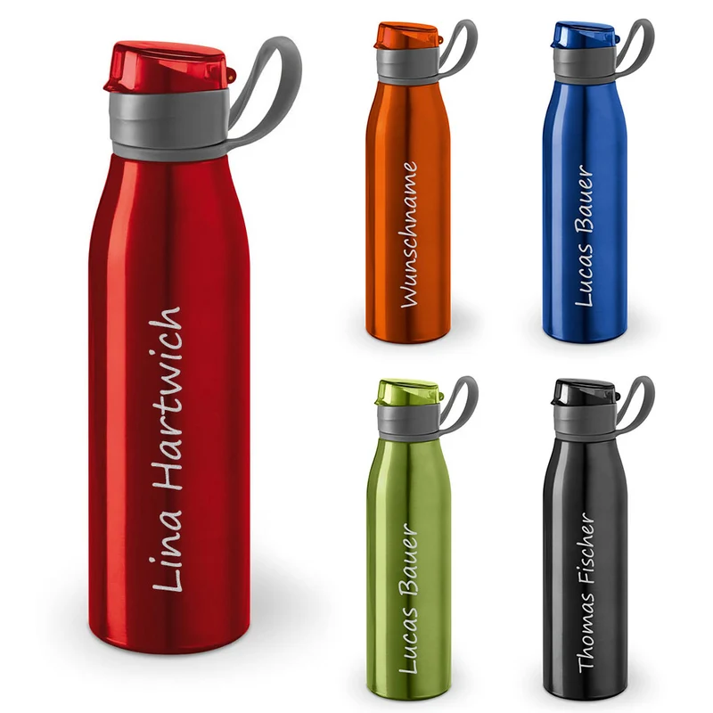 Personalisierte Aluminium-Sportflasche Rot 650ml mit Gravur