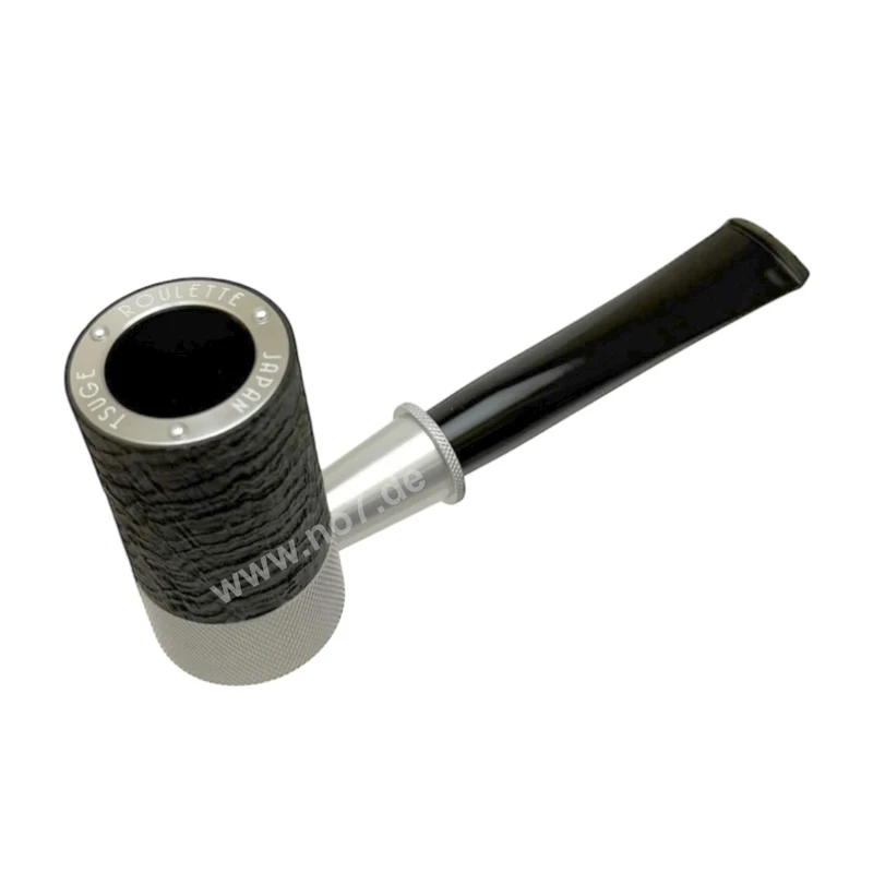 Pfeife Tsuge Roulette sand schwarz silberfarben 9mm