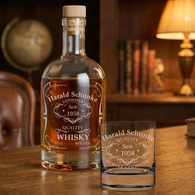 2-teiliges Whisky-Set mit Karaffe 700 ml & Whiskyglas 320 ml personalisiert - Quality Whisky