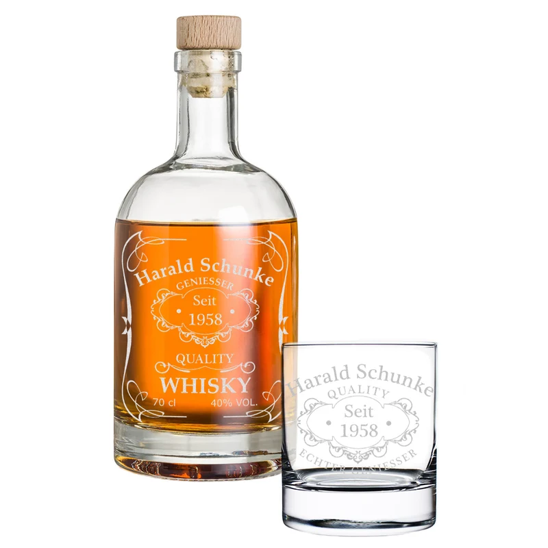 2-teiliges Whisky-Set mit Karaffe 700 ml & Whiskyglas 320 ml personalisiert - Quality Whisky