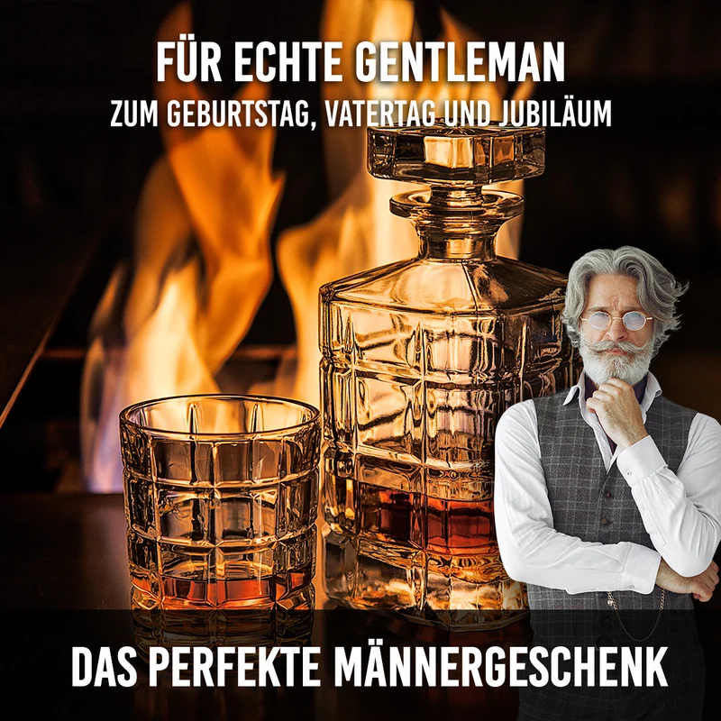 Whisky-Set 5-teilig Karaffe 800 ml & 4 Whiskygläser 320 ml - Ideal für Whiskyliebhaber