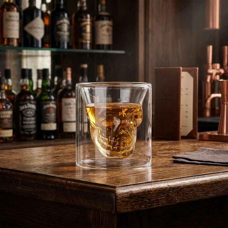 Extravagantes Totenkopf-Schnapsglas "The Golden Skull" - 130ml
