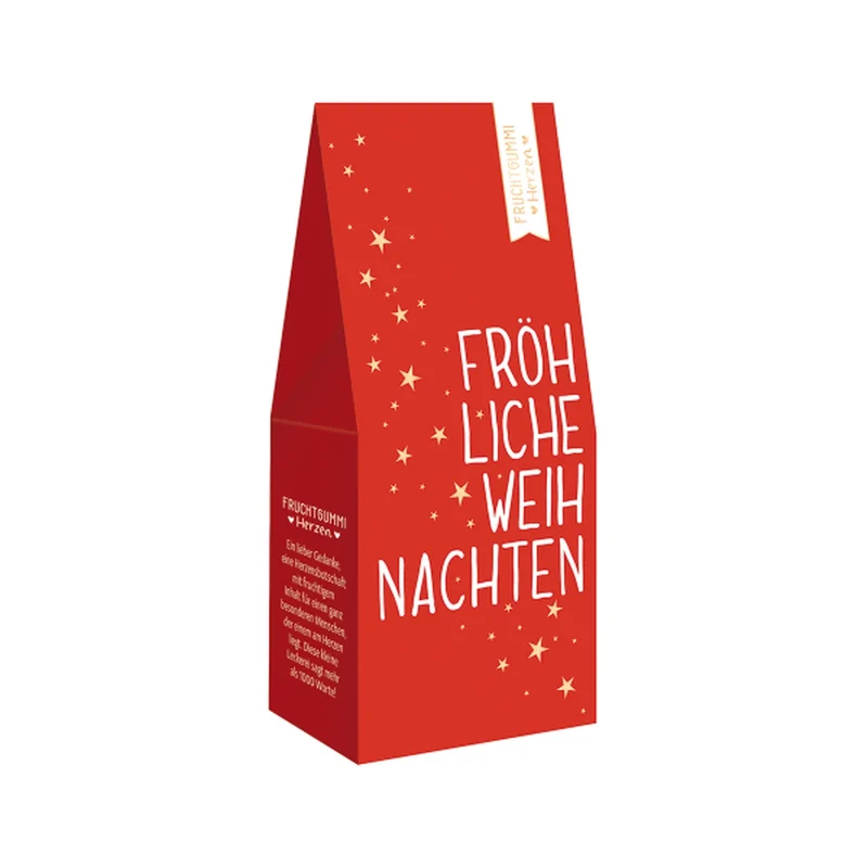 Fruchtgummi Herzen / Bonbon Fröhliche Weihnachten