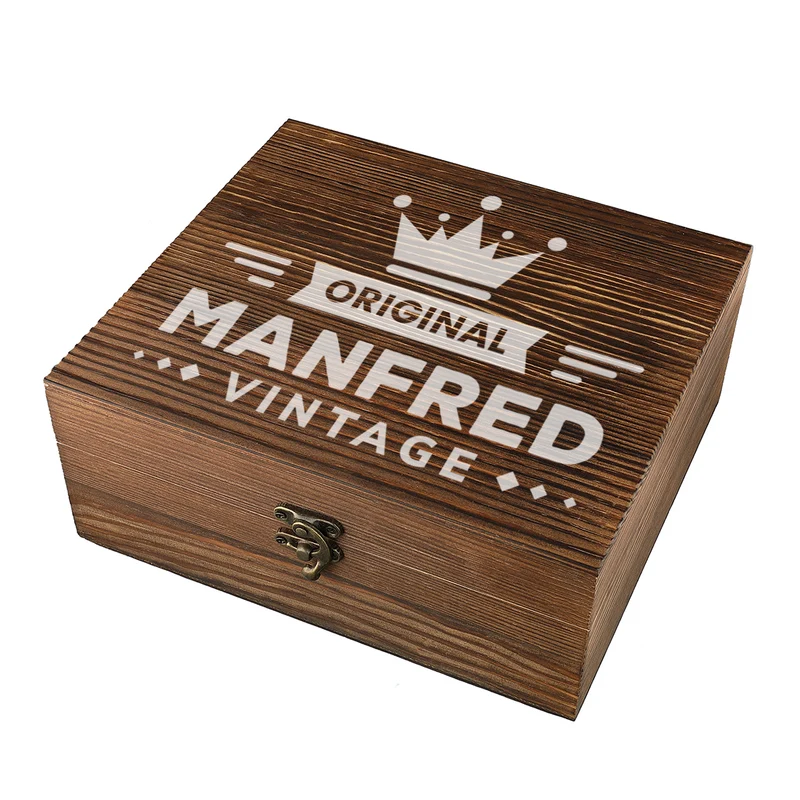 Whisky Geschenkset mit Kühlsteine und gravierter Holzkiste - Motiv Original Vintage