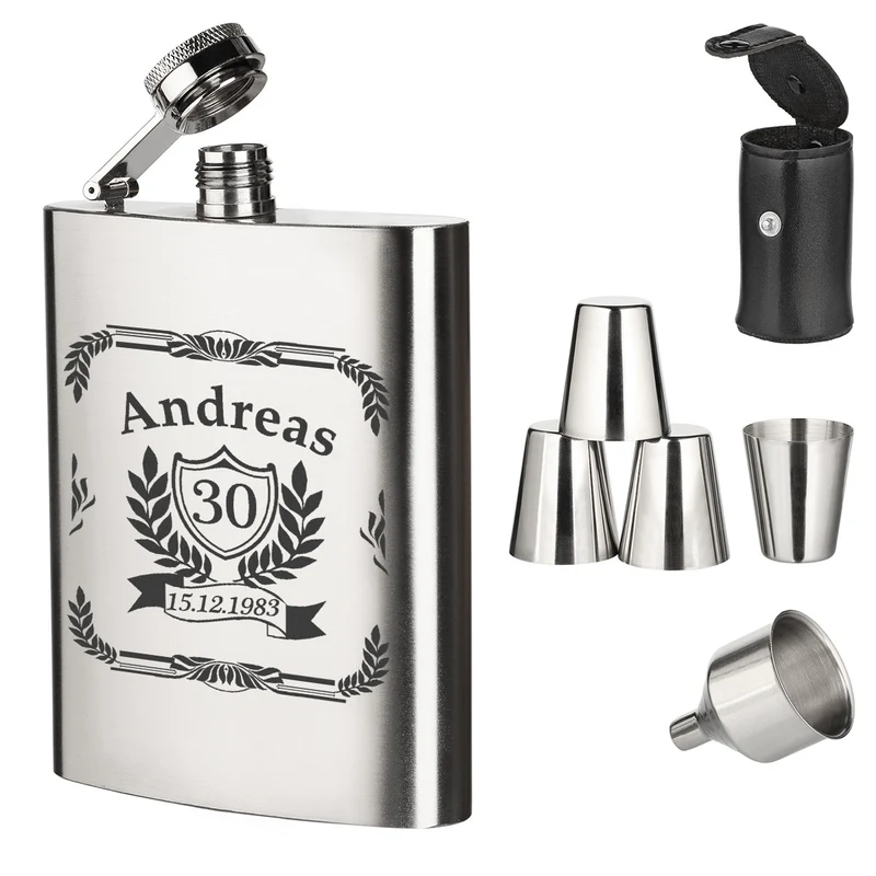 Personalisiertes Flachmann-Set - Geschenkidee zum Geburtstag & Jubiläum