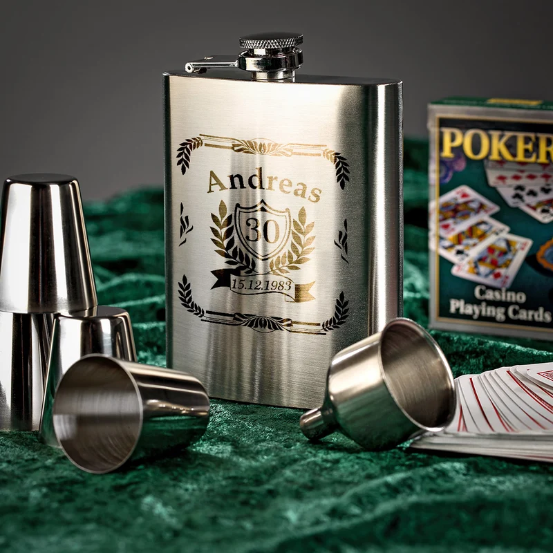 Personalisiertes Flachmann-Set - Geschenkidee zum Geburtstag & Jubiläum