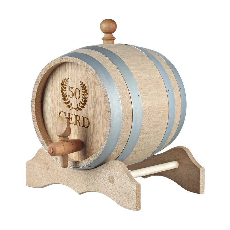 Holzfass aus Eiche für Whisky, Bourbon & Wein mit Gravur - Jubiläumsgeschenk