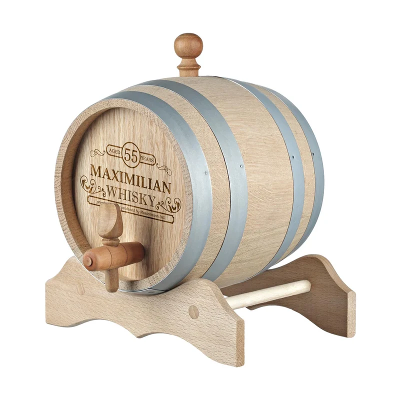 Whiskyfass aus Echtholz mit personalisierter Gravur - Motiv Jubiläum