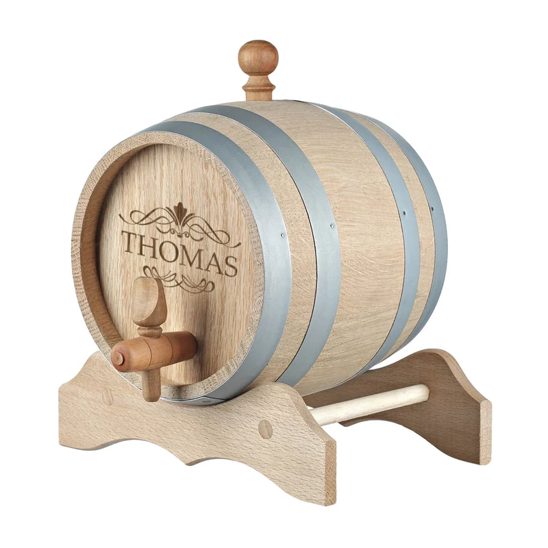 Whisky Holzfass mit personalisierter Wunschgravur - Motiv Ornament