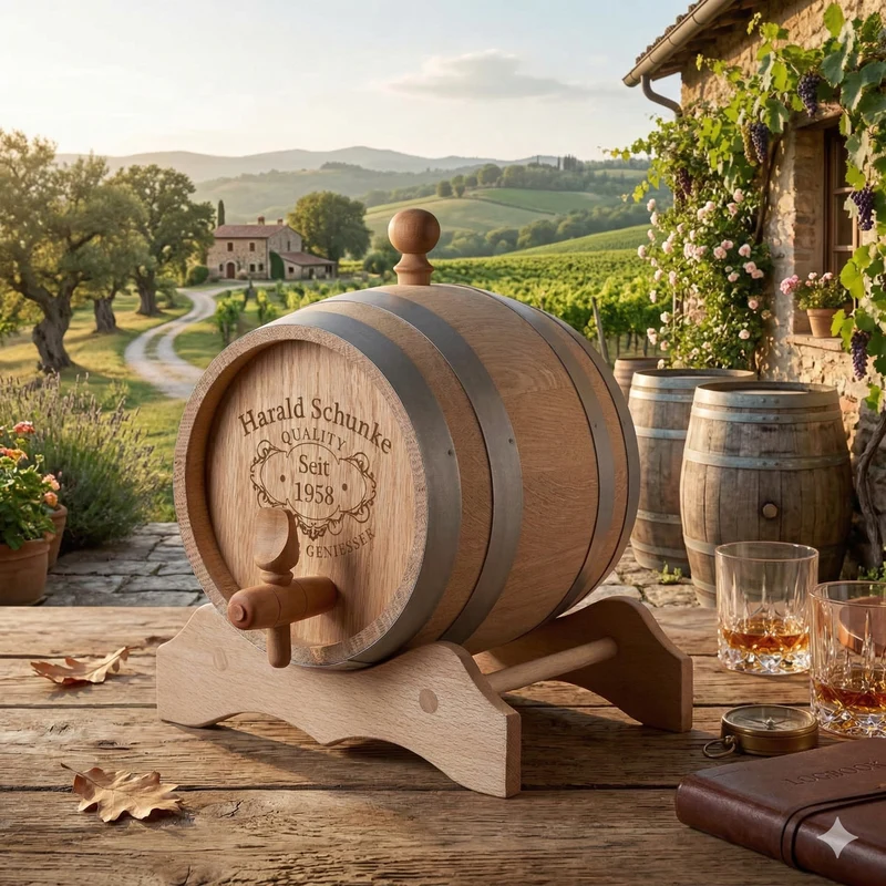 Fass aus Echtholz für Whisky mit personalisierter Gravur - Motiv Quality Whisky
