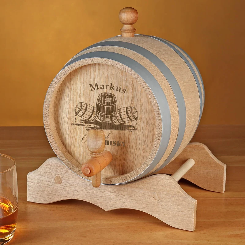 Holzfass für Whisky mit personalisierter Gravur - Motiv Original Whisky
