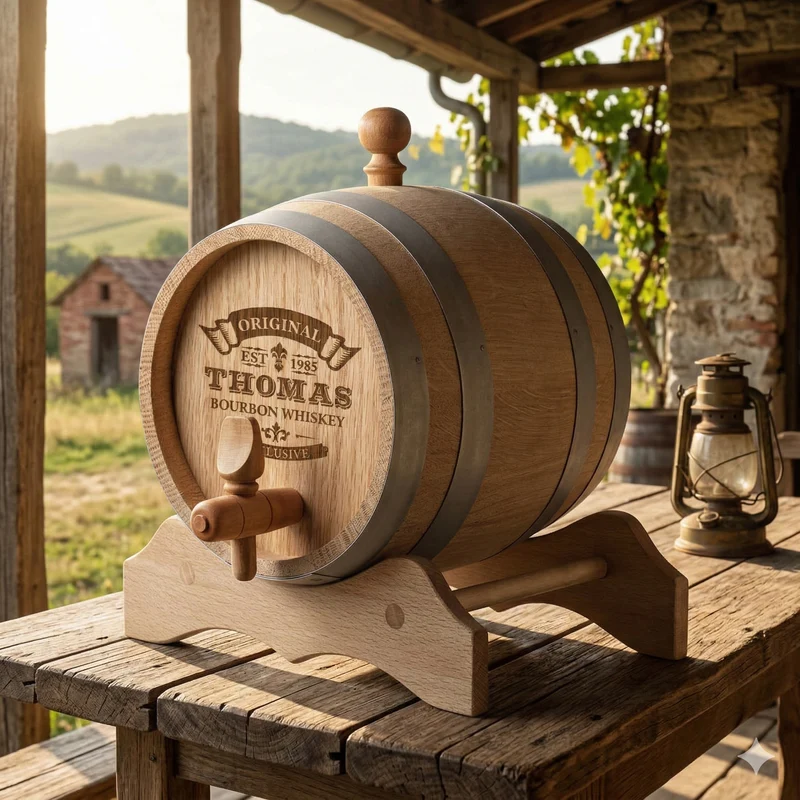 Whiskyfass aus Eichenholz mit personalisierter Gravur - Original Exklusive