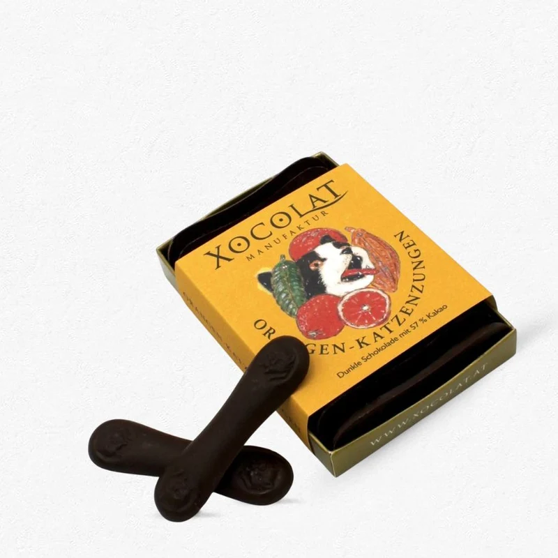 Schokolade - Xocolat Orange Katzenzungen 56% 100g