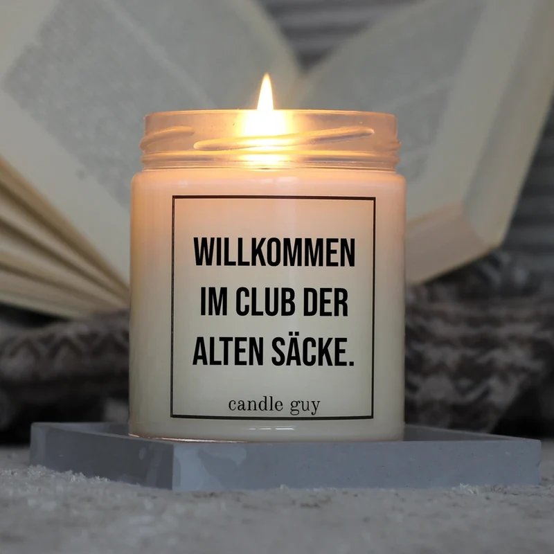 Duftkerze Willkommen im Club der alten Säcke