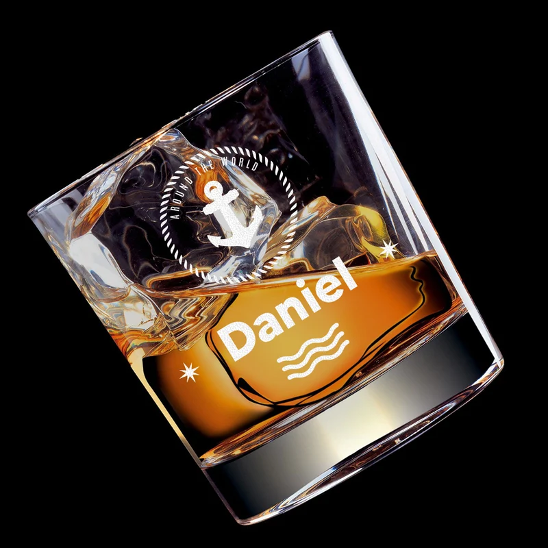 Whisky Tumbler 320 ml modern mit personalisierter Gravur - Motiv Anker