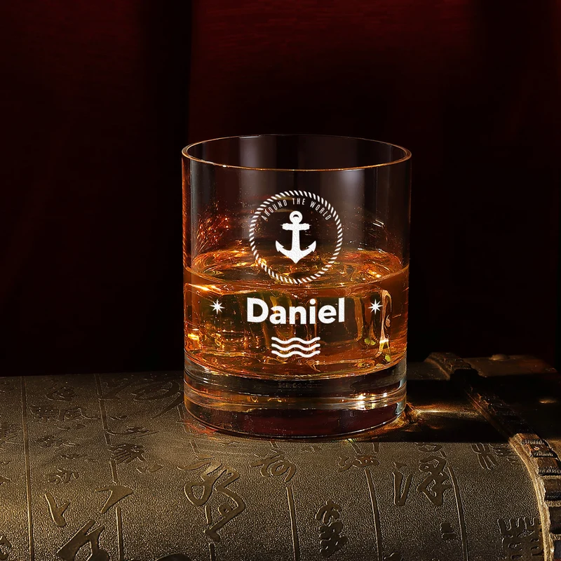 Whisky Tumbler 320 ml modern mit personalisierter Gravur - Motiv Anker