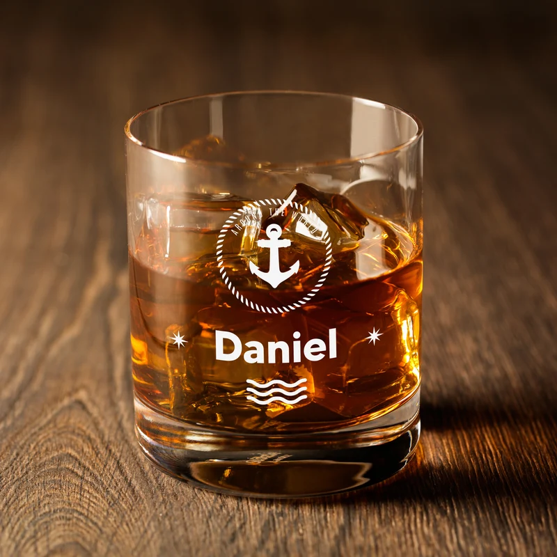 Whisky Tumbler 320 ml modern mit personalisierter Gravur - Motiv Anker