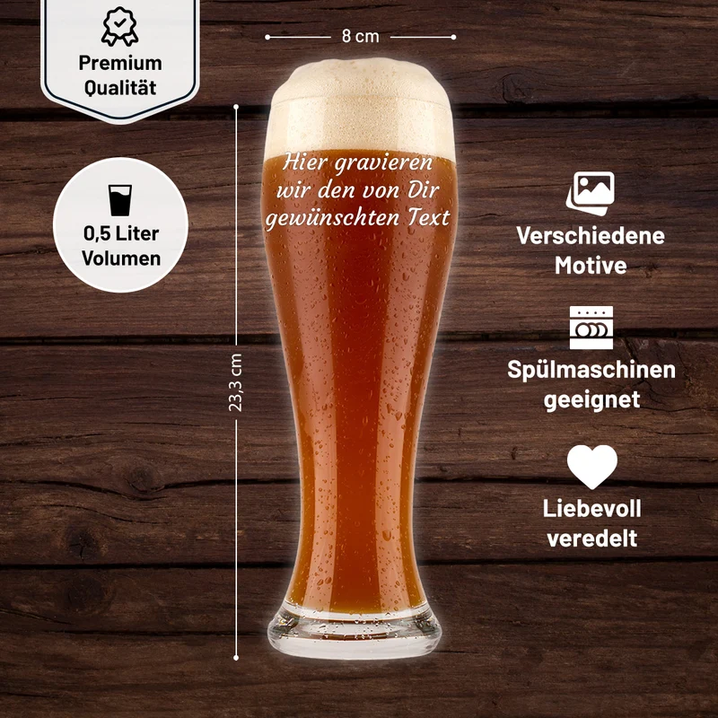 Personalisiertes Weizenbierglas 0,5L mit Gravur