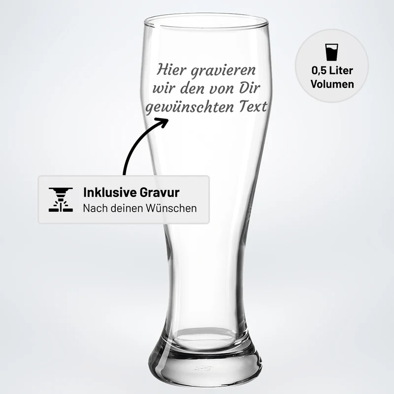 Personalisiertes Weizenbierglas 0,5L mit Gravur