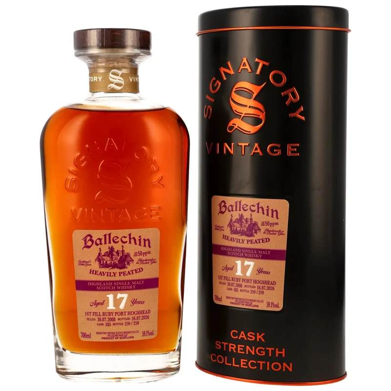 Ballechin Cask Strength Collection First Fill Ruby Port Cask 17 Jahre 2008/2026