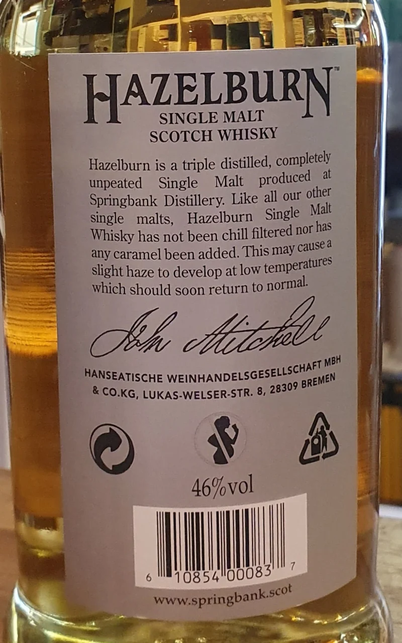 Hazelburn 10 y Bourbon Cask 2026 0,7l 46 % vol. Whisky Campbeltown