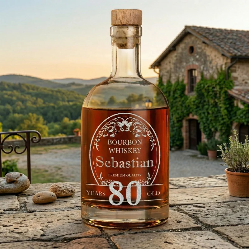 Personalisierte Whisky Flasche 700 ml aus Glas mit Gravur - für Scotch, Bourbon & Rum