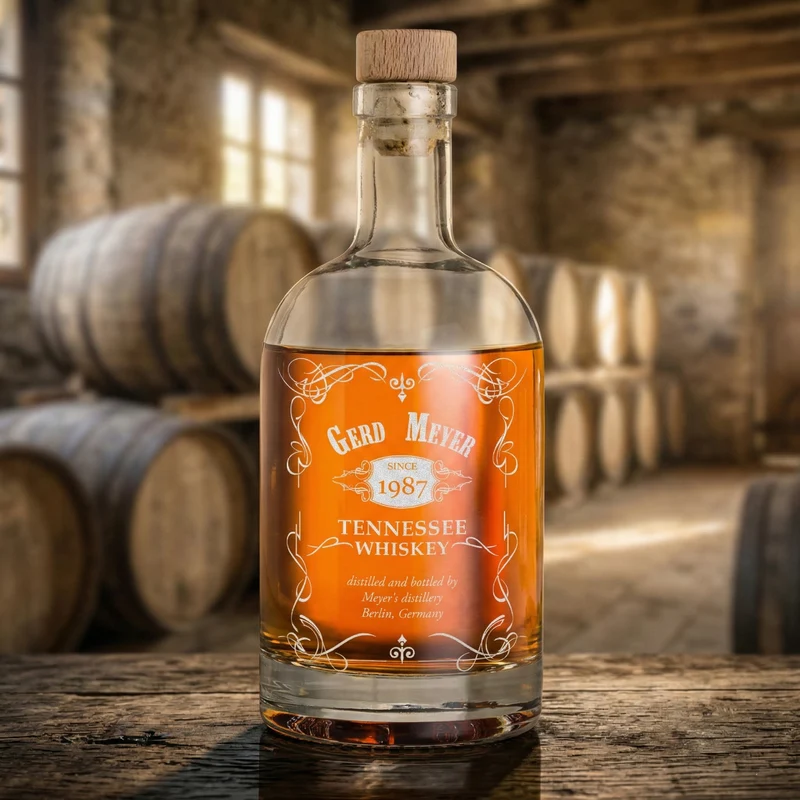 Dekanter Glasflasche 700 ml für Whisky mit Gravur - Elegant verziert