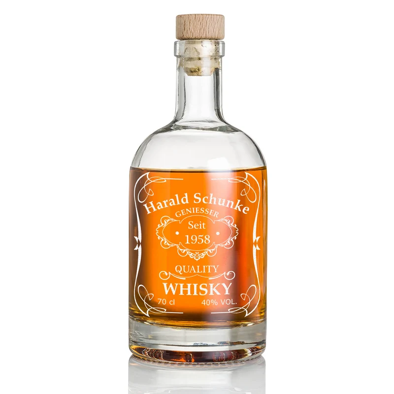 Dekanter Karaffe 700 ml für Whisky mit Gravur - Motiv "Quality Whisky"