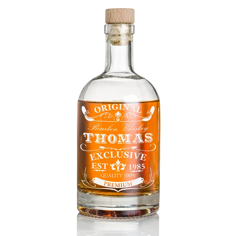 Whisky Glasflasche 700 ml mit personalisierter Gravur "Original Exklusive"