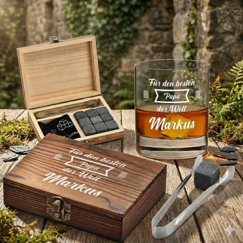 Whisky Geschenkset 5-teilig mit personalisierter Gravur - Für den besten Papa der Welt