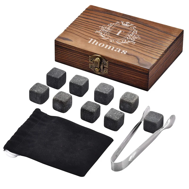 Whisky Geschenkset 5-teilig mit Kühlsteine & Tumbler 320 ml - mit Gravur