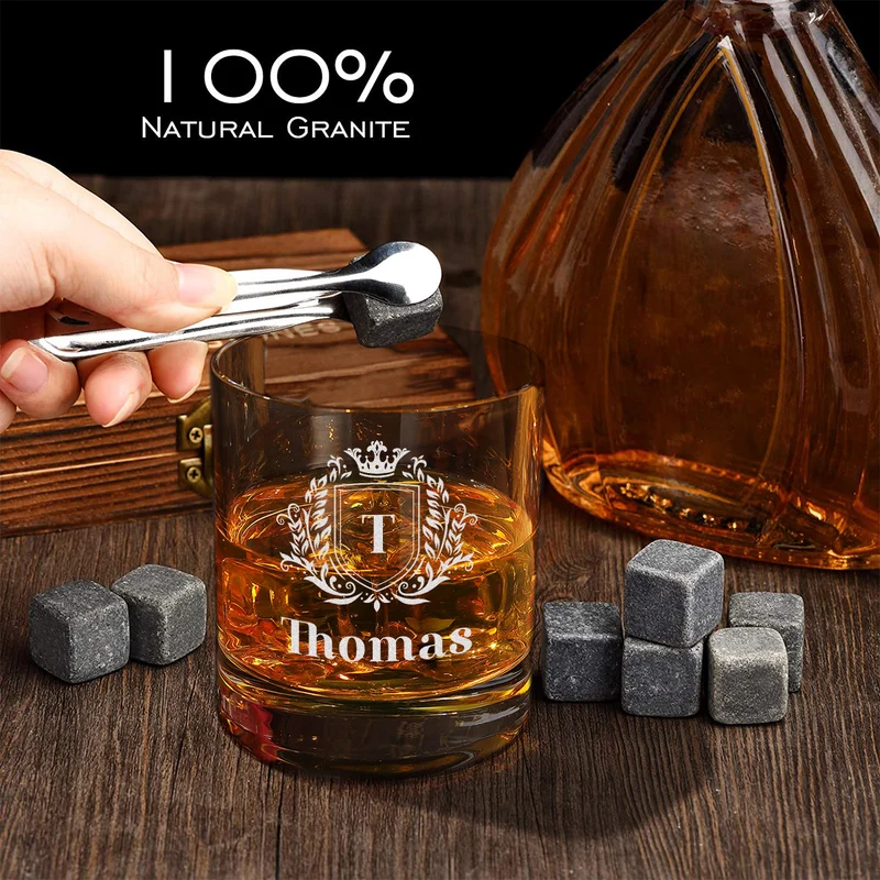 Whisky Geschenkset 5-teilig mit Kühlsteine & Tumbler 320 ml - mit Gravur