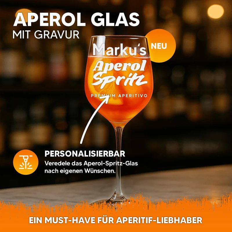 Modernes Aperol Spritz Glas 440 ml mit personalisierter Gravur