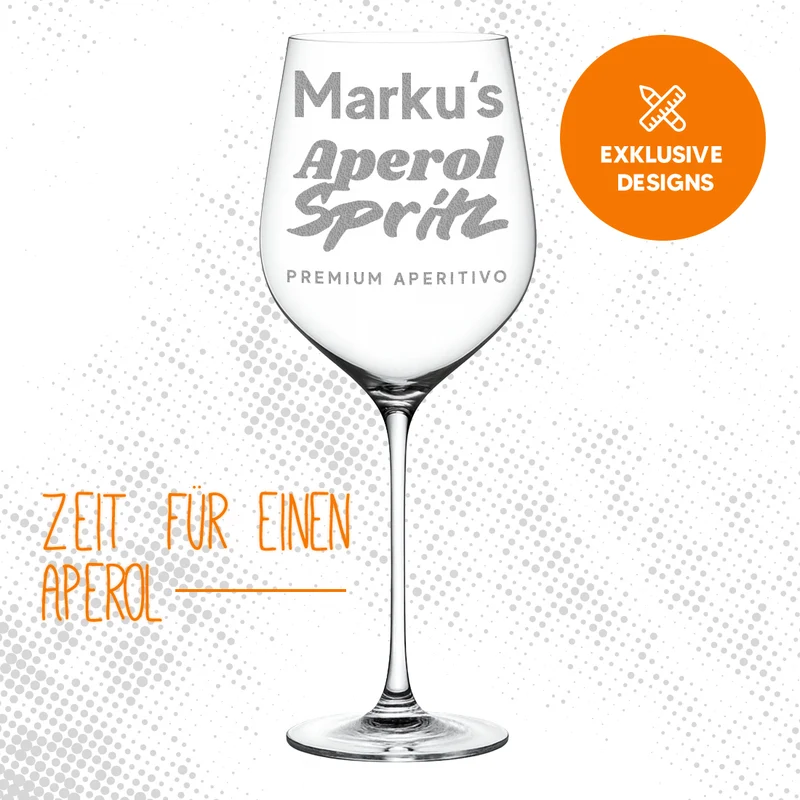 Modernes Aperol Spritz Glas 440 ml mit personalisierter Gravur