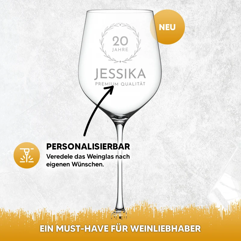 Weinglas modern 440 ml mit Wunschgravur zum Geburtstag