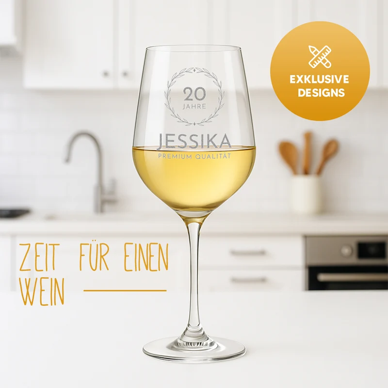 Weinglas modern 440 ml mit Wunschgravur zum Geburtstag