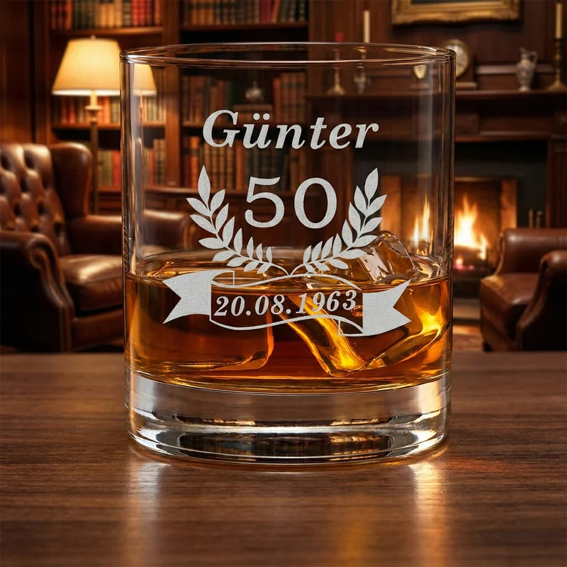 Whisky Tumbler 320 ml mit personalisierter Gravur zum Geburtstag