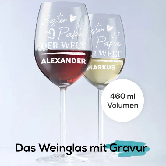 Weinglas 460 ml mit personalisierter Gravur - Bester Papa der Welt