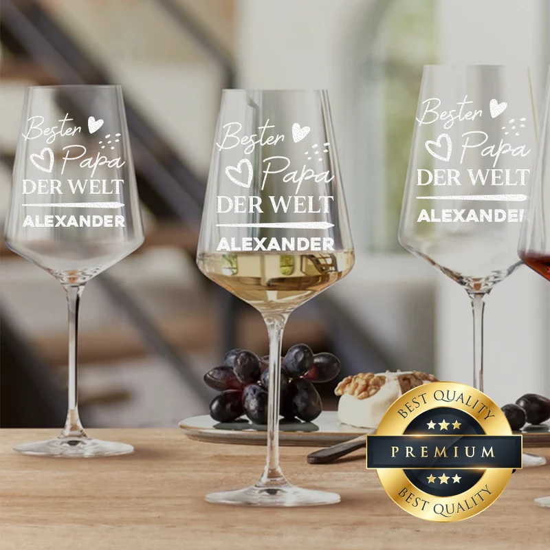 Weinglas modern 560 ml mit personalisierter Gravur - Bester Papa der Welt