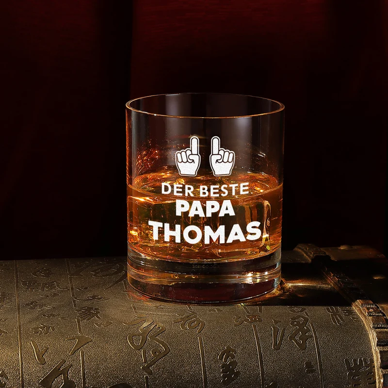 Whiskyglas 320 ml mit Gravur zum Vatertag - Motiv "Der beste Papa"