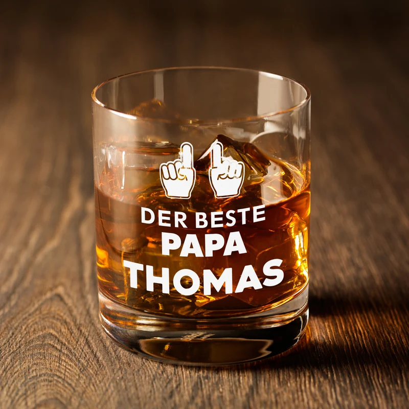 Whiskyglas 320 ml mit Gravur zum Vatertag - Motiv "Der beste Papa"