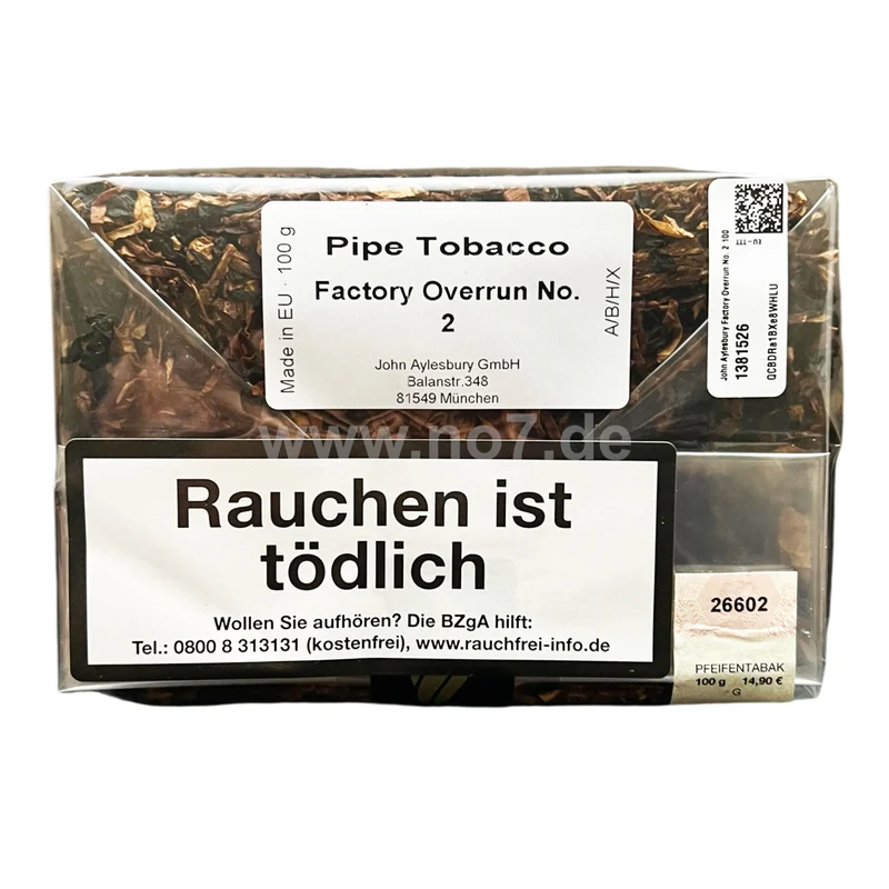 Pfeifentabak John Aylesbury Factory Overrun No. 2 (100g)
