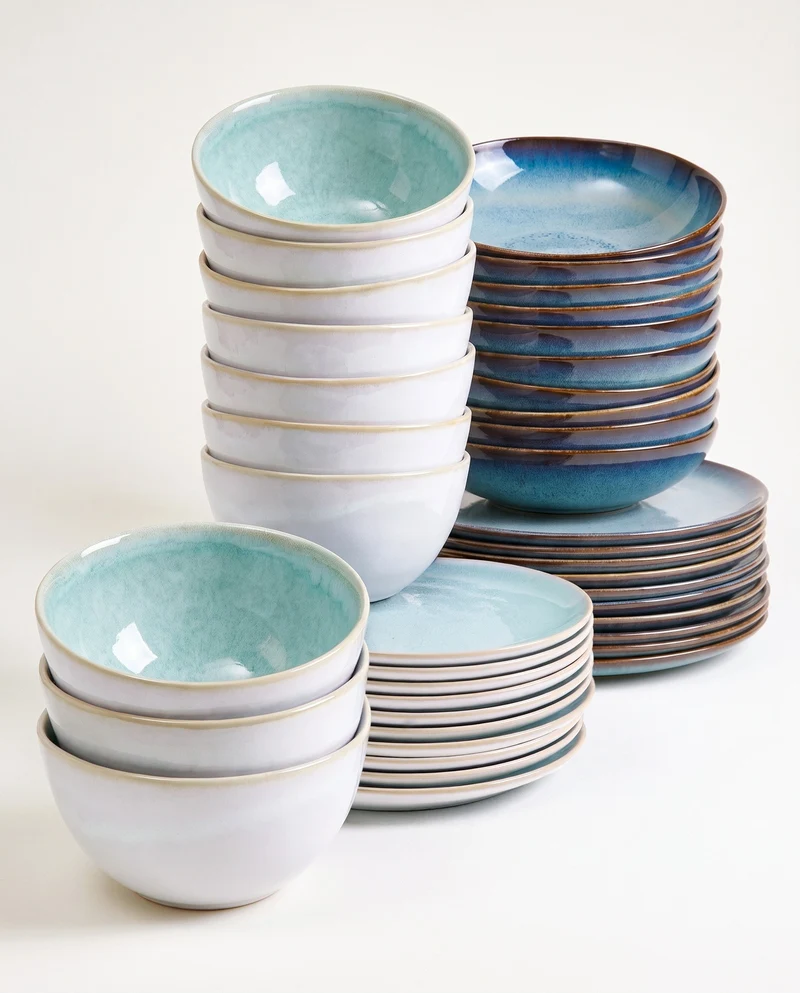 Geschirr-Set Ocean Vibes grünblau mint 40-teilig